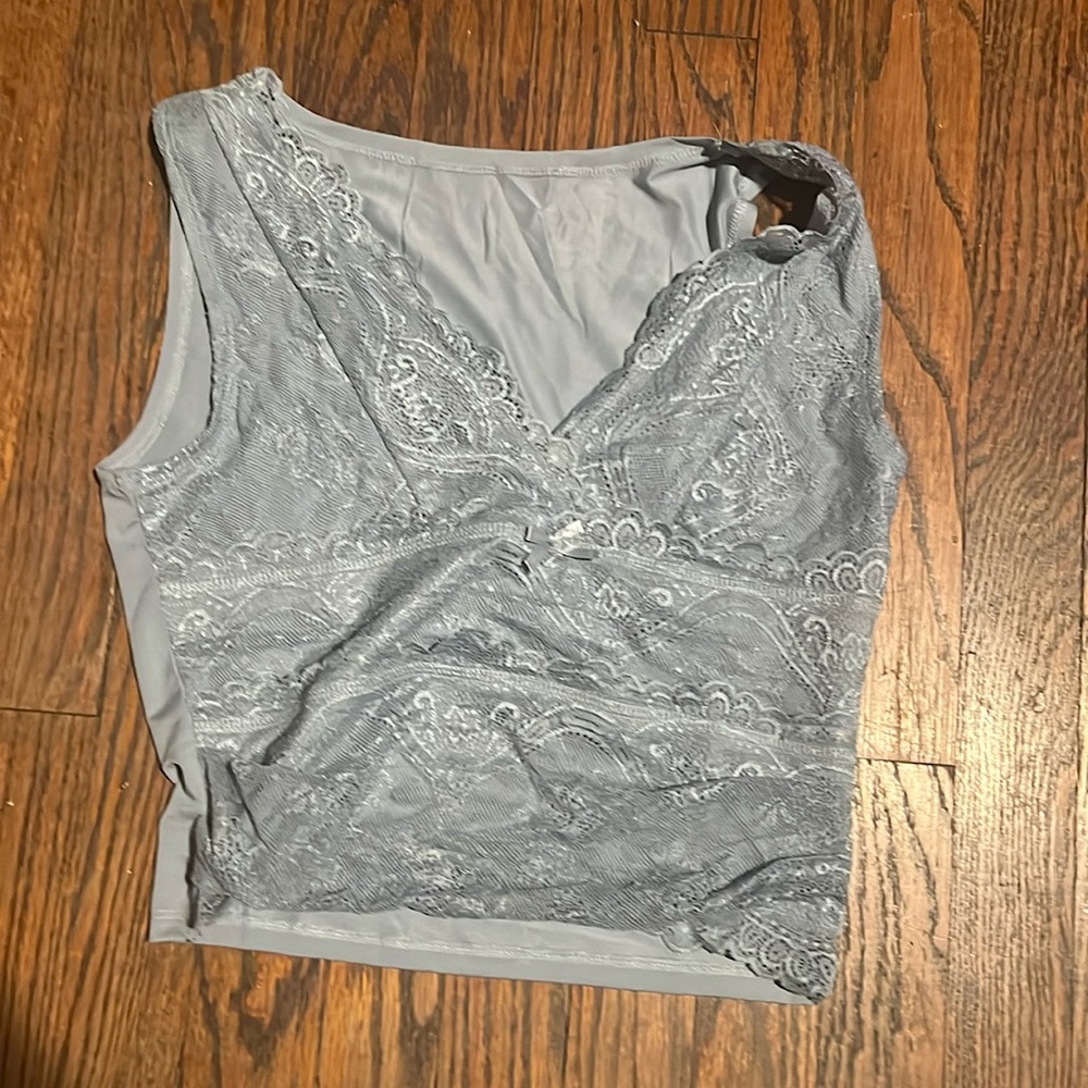 Cider- Light Blue Lace Crop Top